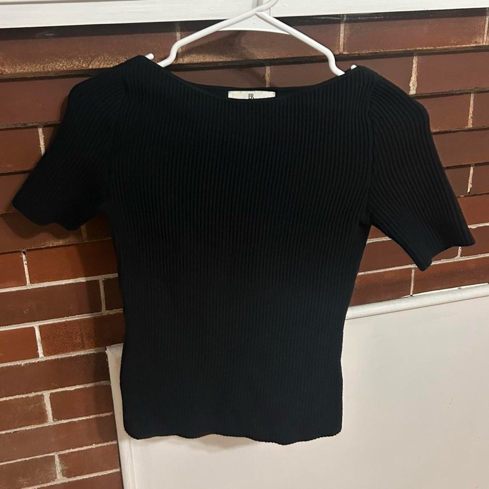 Banana Republic Black Ribbed Short Sleeve Top